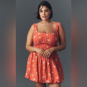 NWT! By Anthropologie Square-Neck Smocked Mini Dress - Multiple 🍊🍍